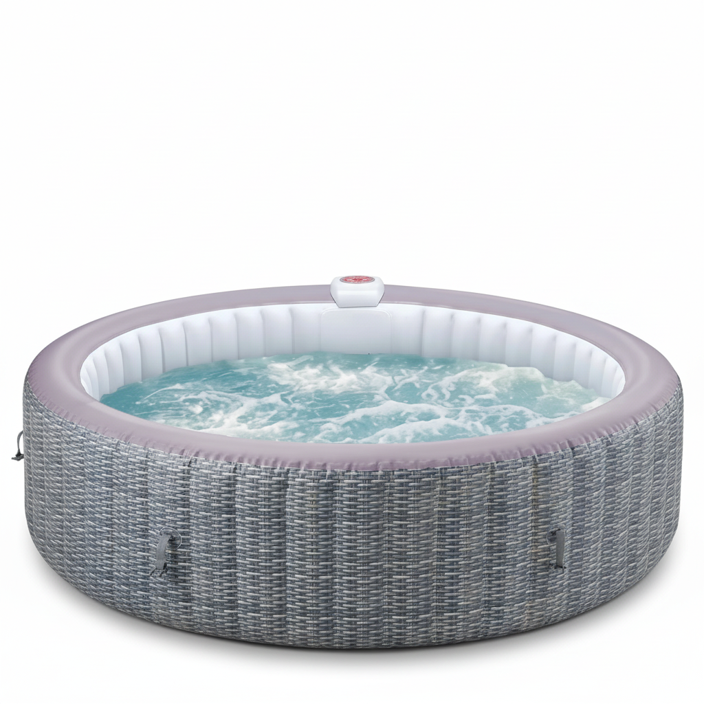 82'' Inflatable Hot Tub, Portable Hot Tub for Home Spa, Outdoor round Hot Tub W/130Pcs Jets, 6 Person Inflatable Pool with Heating, 4 Filters, 2 Cup Holders