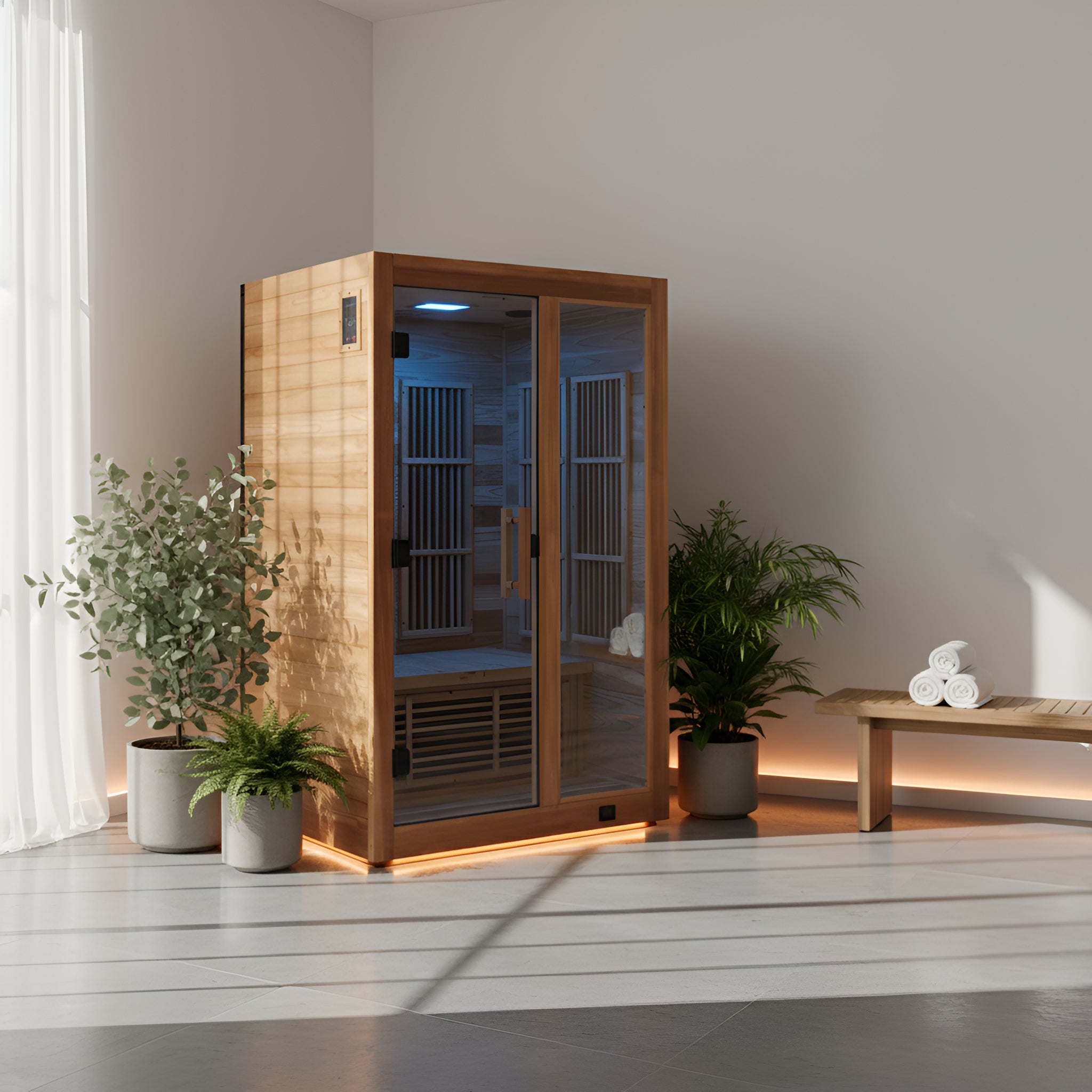 Backyard Discovery Rylan 2-Person Cedar Sauna: Infrared & Red Light Therapy